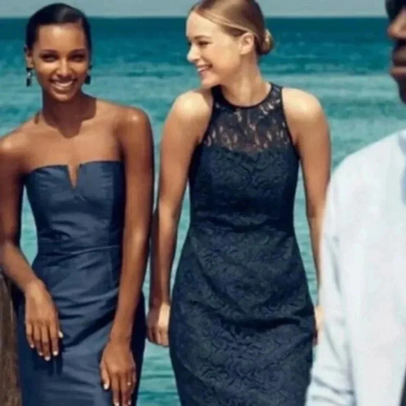 J. Crew | Navy Pamela Leavers Lace Overlay Formal Cocktail Dress Size 2 XS - Picture 1 of 7